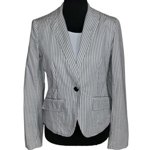 Gap grey and white striped one button lined blazer Size 6